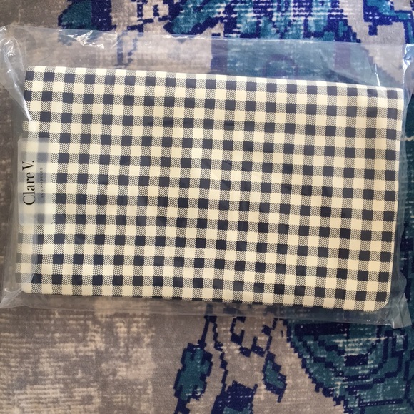 Clare V Blue and White Gingham Clutch - Picture 2 of 4